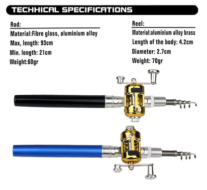 Mini Telescopic Pocket Fishing Rod Reel Combo Set