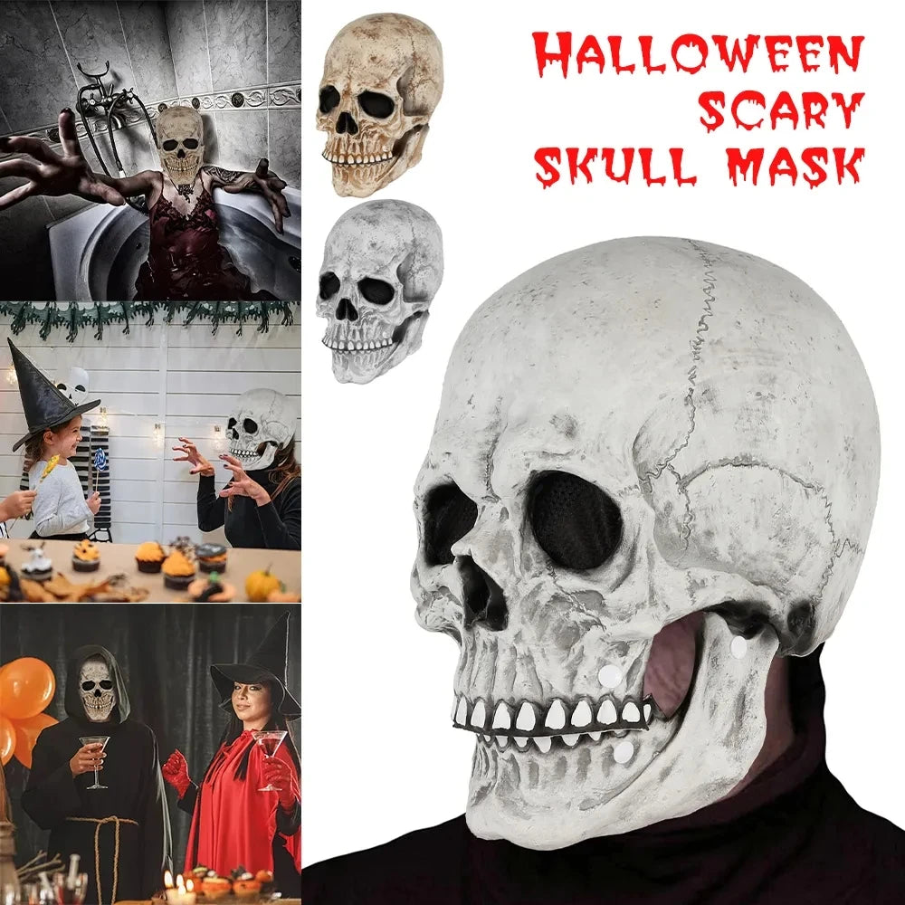 Halloween Mask Movable Jaw Full Head Skull