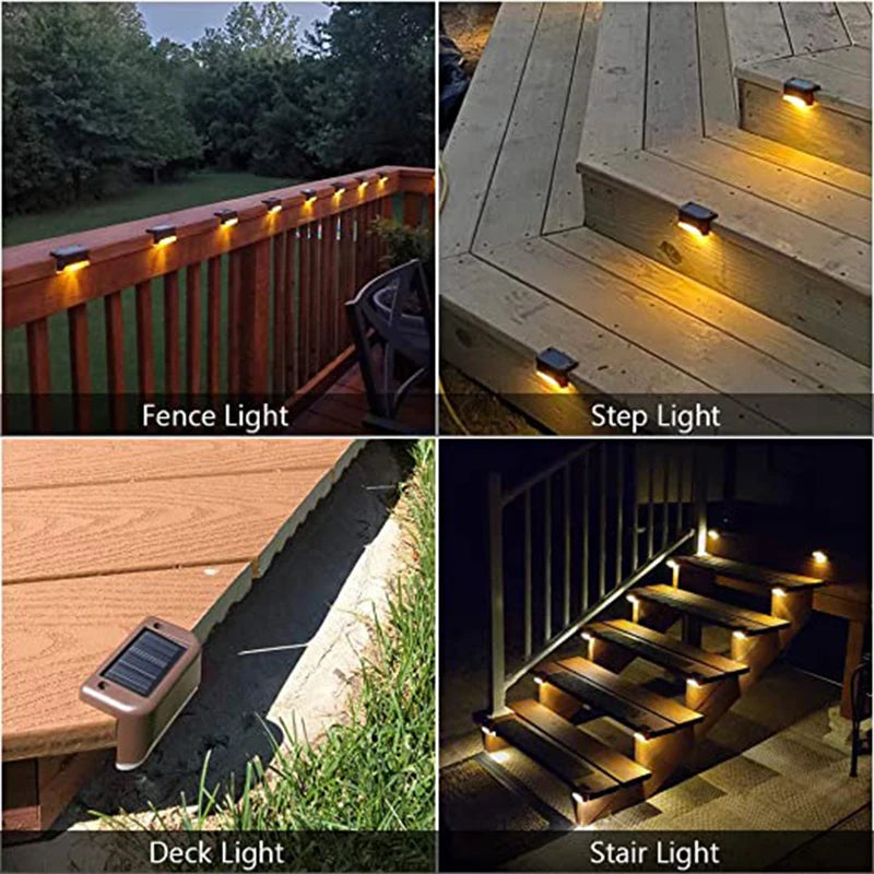 4PCS Warm White LED Solar Step Lamp