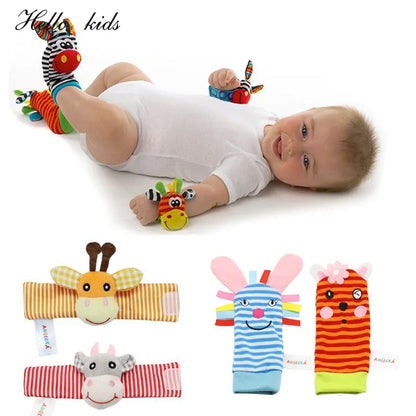 Cartoon Plush Socks Wrist Strap Rattles