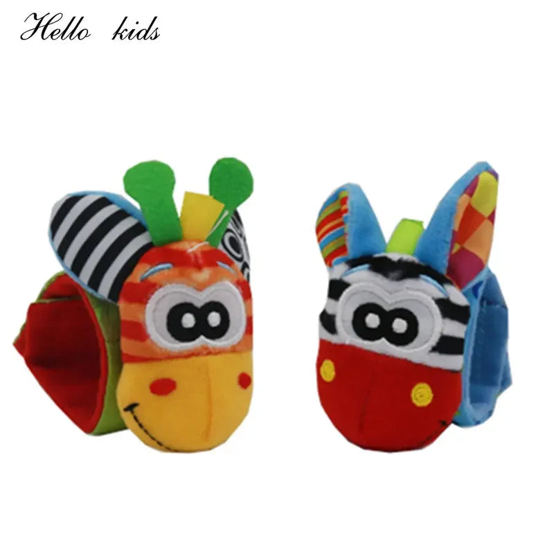 Cartoon Plush Socks Wrist Strap Rattles