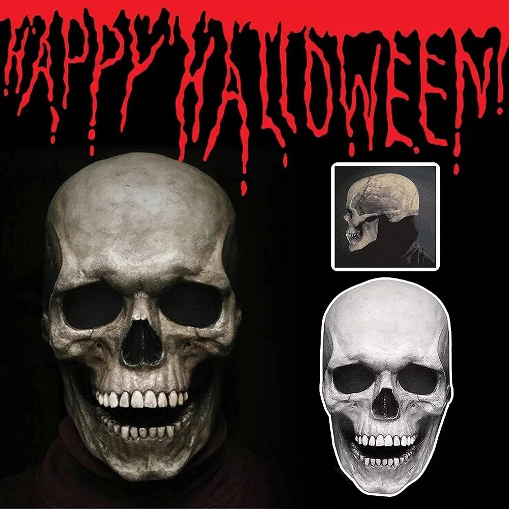 Halloween Mask Movable Jaw Full Head Skull