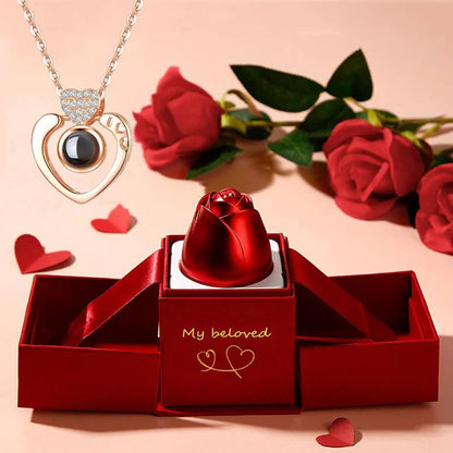 Exquisite Rose Gift Box + Necklace