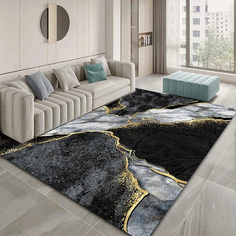 Black Gold Marble Carpet