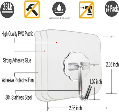 Transparent Stainless Steel Self-Adhesive Hooks