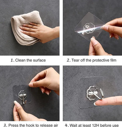 Transparent Stainless Steel Self-Adhesive Hooks