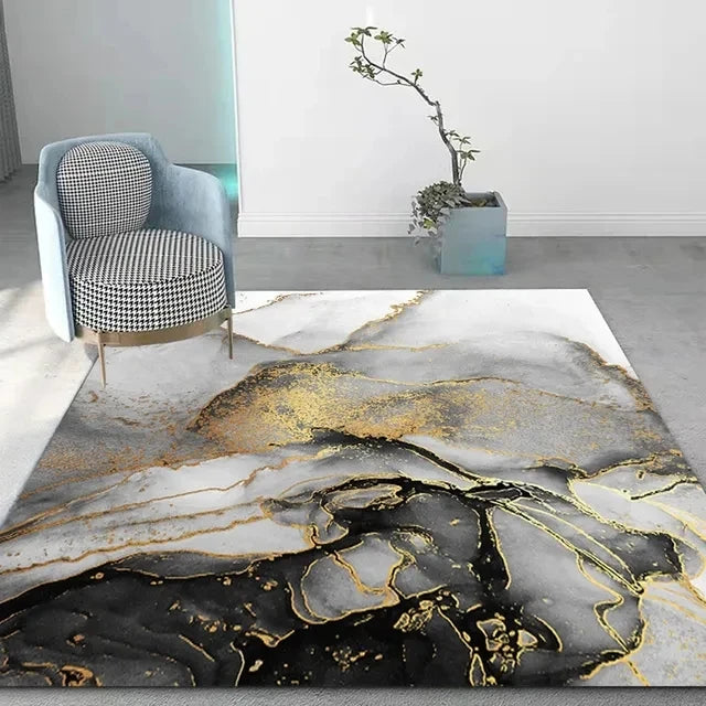 Black Gold Marble Carpet