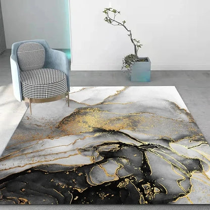 Black Gold Marble Carpet