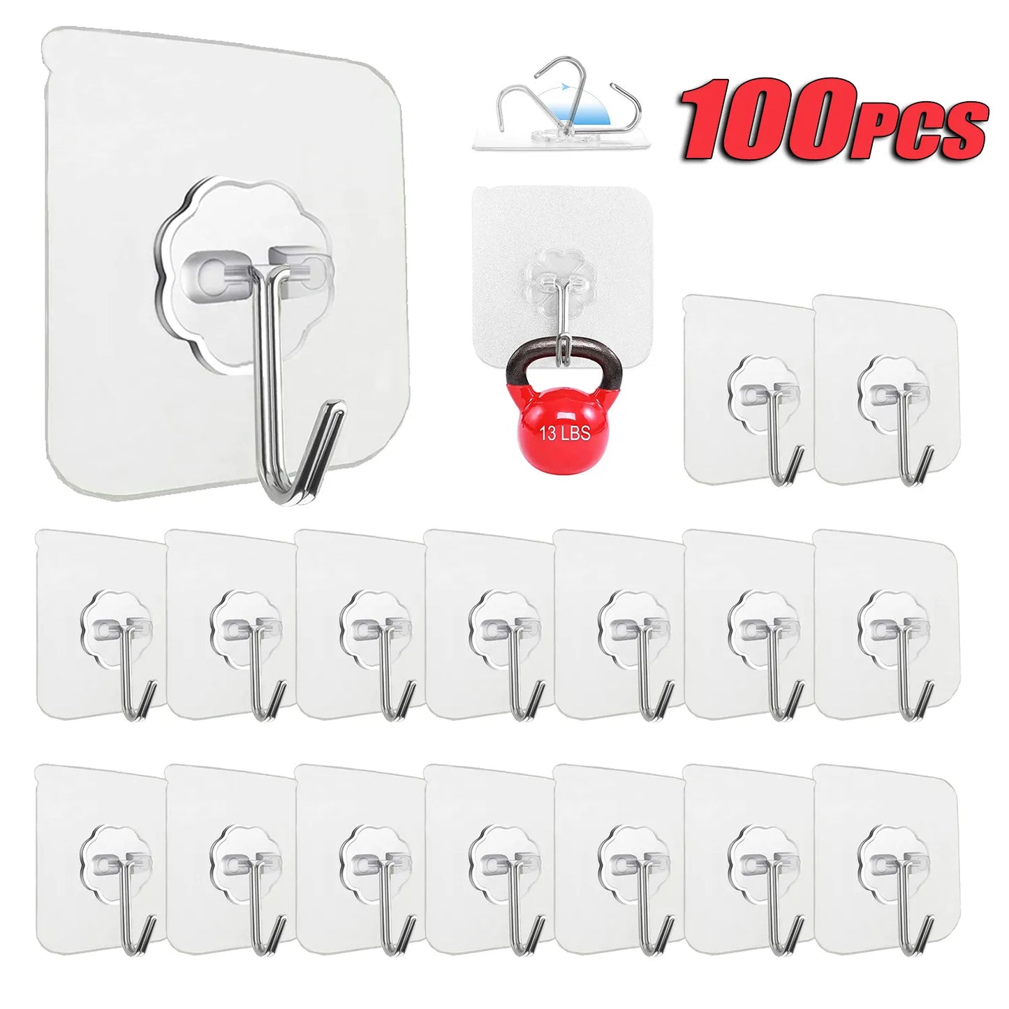 Transparent Stainless Steel Self-Adhesive Hooks